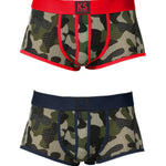 2 Pack Men's Sexy Mesh Camouflage Quick-Dry Large Pouch Low-Rise Trunks