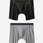 2 Pack Men's Ice Silk Sports Anti-Chafing Extended-Length Boxers Briefs