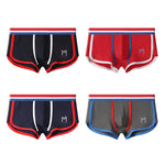 3 Pack Men's Solid Color Mid-Rise Breathable Antibacterial Sporty Cut Trunks