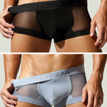 2 Pack Men's Stay-Put Fit Lightweight & Airy Solid Color Semi-Transparent Trunks