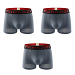 3 Pack Men's Striped U-Pouch Low-Rise Breathable Slim-Fit Trunks