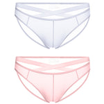 2 Pack Men's Sheer Ultra-Thin Silky Bikini with Cross Waistband