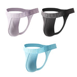 3 Pack Men's Solid Ribbed U-Pouch Breathable & Lifting Thongs
