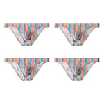 4 Pack Men's Striped Breathable Cotton Slim-Fit U-Pouch Briefs