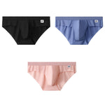 3 Pack Men's Ultra-Thin Breathable Ribbed Ice Silk Briefs