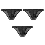 3 Pack Men's Sheer Mesh Solid Color Minimalist Breathable Briefs