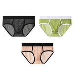 3 Pack Men's High-Stretch & Solid Color Soft Mesh Briefs