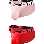 2 Pack Men's Modal Low-Rise Bikinis with Support Pouch and Tagless Waistband