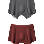 2 Pack Men's Seamless Ice Silk Smooth Touch Antibacterial Boxer Briefs