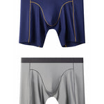 2 Pack Men's Sports Anti-Chafing Ice Silk Quick-Dry Boxers Briefs & Midway Briefs