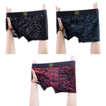 3 Pack Men's Leopard Print Antibacterial Skin-Friendly Trunks