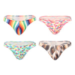 4 Pack Men's U-Pouch Playful Prints Moisture-Wicking Low-Rise Thongs