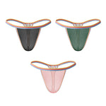 3 Pack Men's Mesh Sheer Support Pouch Strings with Cooling Comfort & Color Waistband
