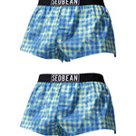 2 Pack Men's Trendy Plaid Odor-Control Seamless Comfort Boxer Shorts