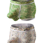 2 Pack Men's Mesh Print Trunks with Prominent Support Pouch