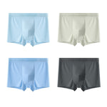 4 Pack Men's Seamless Cooling Ice Silk Antibacterial Mid-Rise Trunks