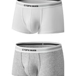 2-Pack Men's Threaded Large Pouch U-convex Sweat-absorbent Breathable Thin Sports Boxer Pants