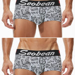 2 Pack Men's Cotton Lace Print Trunks