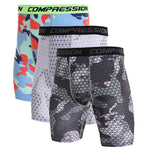 3 Pack Men's Trendy Prints Quick-Dry High-Stretch Snug Fit Activewear Tights