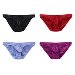 4 Pack Men's U-Pouch Striped Low-Rise Breathable & Sexy Briefs