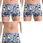 3 Pack Men's Cartoon Modal Printed Briefs And Trunks