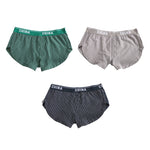 3 Pack Men's Mid-Rise & Breathable Striped Design Soft Boxers