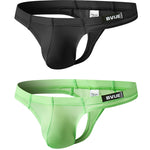 2 Pack Men's Sexy U-Pouch Sheer Icy Silk Seamless Comfort Firm Support Thongs