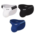 3 Pack Men's Solid Color Trendy Side Cut Low-Rise Lift Bikini