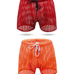 2 Pack Men's Mesh See-Through Shorts with Drawstring Waist