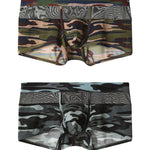 2 Pack Men's Camouflage Color Block Sheer Mesh Stretchy Trunks
