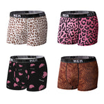 4-Pack Men's Leopard Print Mid-Rise Breathable Trunks