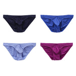 4 Pack Men's U-Pouch Striped Low-Rise Breathable & Sexy Briefs