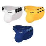 3 Pack Men's Solid Color Trendy Side Cut Low-Rise Lift Bikini