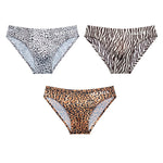 3 Pack ALLMIX Men's 3D Pouch Sexy Leopard Print Ice Silk Briefs