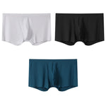 3 Pack Men's Ice Silk Mesh Large Pouch Solid Color Sexy Trunks