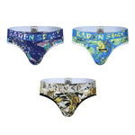 3 Pack Men's Trendy Prints Comfort U-Pouch Design Mesh Breathable Thongs