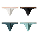 4 Pack Men's Low-Rise Solid Thongs with Reinforced Edging