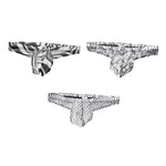 3 Pack Men's Ice-Silk Leopard Mesh Thong with Double-Lined Crotch