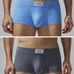 2 Pack Men's Low-Rise Solid Breathable Cotton Trunks