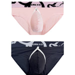2 Pack Men's Detachable Pouch Open-Crotch Breathable Modal Soft Briefs
