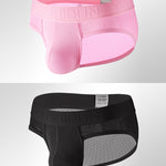 2 Pack Men's Low Rise Mesh Large Pouch U-convex Breathable Comfortable Briefs