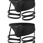 2 Pack Men's Low-Rise Strap Bikini with Support Pouch – Sexy Leg Strap