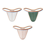 3 Pack Men's Mesh Sheer Support Pouch Strings with Cooling Comfort & Color Waistband