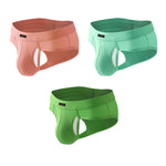 3 Pack Men's Ice Silk Dual Pouch Mesh Cooling Briefs