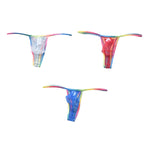 3-pack Men's Sexy Rainbow Transparent Convex Pouch Breathable Thong