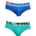 2 Pack Men's Sporty Cut Odor-Control Day-Long Comfort Snug Fit Briefs