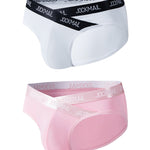 2 Pack Men's Sporty Letter Print Supportive Low-Rise Ice Silk Skin-Friendly Bikini