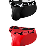 2 Pack Men's Modal Low-Rise Bikinis with Support Pouch and Tagless Waistband