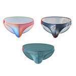 3 Pack Men's Low Rise Breathable Sports Print U-Pouch Moisture Wicking Bikinis