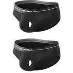 2 Pack Men's Low-Rise U-Shaped Solid Color Ultra-Soft Support Briefs